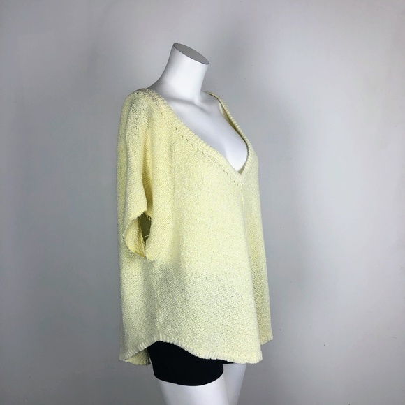 Free People Tops - Free People V-Neck Short Slv Nubby Yellow Sweater